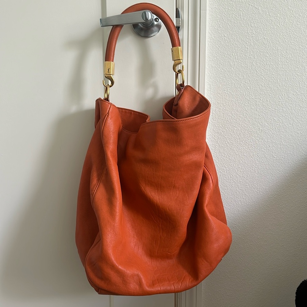 Saint Laurent Orange Leather hobo Bag